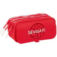 Big Buy Cooking Pennenetui met 3 vakken Sevilla Fútbol Club Rood 21,5 x 10 x 8 cm