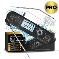 MostEssential 2-in-1 Vleesthermometer - PRO Edition - BBQ Thermometer - Digitaal – Draadloos - Waterdicht - 2023 MODEL - Zwart