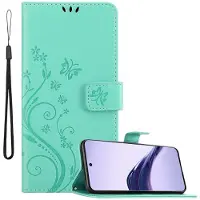 Cadorabo Hoesje geschikt voor Realme 13 Pro 5G in BLOEMEN TURKOOIS - Beschermhoes in bloemmotief met magnetische sluiting, standfunctie en kaartsleuven Book Case Cover Etui