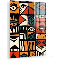 MuchoWow Glasschilderij 120x160 cm - Schilderij acrylglas - Abstract - Gezichten - Mozaïek - Foto op glas - Muurdecoratie woonkamer - Wanddecoratie slaapkamer - Schilderijen