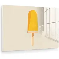 MuchoWow Glasschilderij 150x100 cm - Schilderij acrylglas - Oranje - Stokje - Waterijsje - Foto op glas - Muurdecoratie woonkamer - Wanddecoratie slaapkamer - Schilderijen