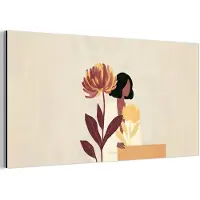 MuchoWow Aluminium schilderij 80x40 cm - Wanddecoratie metaal - Vrouw - Minimalistisch - Bloem - Metalen muurdecoratie woonkamer - Decoratie industrieel - Foto op dibond - Industriële accessoires slaapkamer