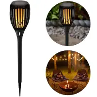 Cheqo Tuinfakkel op Zonneenergie - Tuinverlichting Zonne Energie - Prikspot - Padverlichting - Tuinlantaarn - Buitenverlichting - ø12cm - 78 cm Hoog - 3-in-1 - Prikspot - Staand of Hangend