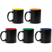 Roly 10 stuks multi color mok geschikt voor lasertechniek 350ml buitenzijde zwart, Gekleurde binnenzijde / Merk Stamina model Macha
