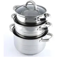 Cheffinger Pannenset - 6-delig - Zilver - RVS - Kookpannen - Inductie