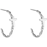 Go Dutch Label Oorknoppen gedraaid cirkel met kruis Silver E2332-1