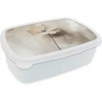 MuchoWow Broodtrommel Wit - Lunchbox Bloem - Beige - Verf - Schaduw - Brooddoos 18x12x6 cm - Brood lunch box - Broodtrommels voor kinderen en volwassenen