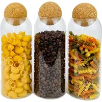 Cheffinger Glazen Voorraadpotten Set met Bamboe Deksel - 3-delig - 1150ml