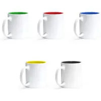 Roly 10 stuks multi color mok geschikt voor lasertechniek 350ml buitenzijde wit, Gekleurde binnenzijde / Merk Stamina model Roibo