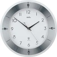 AMS W9448 – Wandklok, Quartz – Glas – Aluminium – Ø31 cm – Zilver/wit - gewoon uurwerk