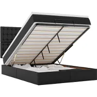 vidaXL Ottoman bed met matras en LED's 140x190cm kunstleer zwart