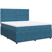 vidaXL Boxspring met matras fluweel donkerblauw 180x200 cm