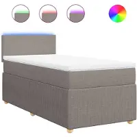 vidaXL Boxspringbed met matras, taupekleurig, 90x200 cm, met stoffen bekleding