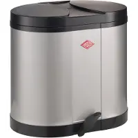 Wesco Eco-verzamelaar Prullenbak | 30 Liter | Duo Pedaalemmer (2x15 Liter) | Metaal - Zilver | Afvalscheiding - Made in Germany