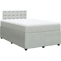 vidaXL Boxspring met matras fluweel lichtgrijs 120x190 cm