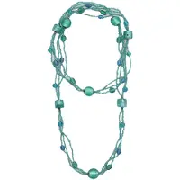 Behave – Zomerse damesketting – Groen blauwe glaskralen – 116 cm lang