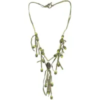 Behave – Handgemaakte Y-ketting dames – Boho natuurstijl olijfgroen
