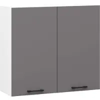 Hobby Hall Keukenkast modulaire OLIWIA W80 H720 met 2 Deuren / Hangkast / Bovenkast / Furniture Factory / Wit - Grafietgrijs / 80 x 72 x 30 cm
