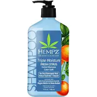 Hempz Triple Moisture Fresh Citrus Herbal Shampoo with Vegan Biotin & Shea Butter for Dry/Damaged Hair 500 ml