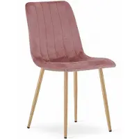 Leobert Eetkamerstoel LAVA - Donkerroze - Houtlook Metalen Poten - Velvet Bekleding - Industriële Stijl, Max. 110 kg, Ergonomisch Design, Comfortabele Zitting