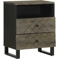 vidaXL Nachtkastje 50x33x62 cm massief mangohout zwart