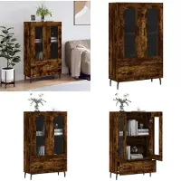 vidaXL - Hoge - kast - 69,5x31x115 - cm - bewerkt - hout - gerookt - eikenkleurig