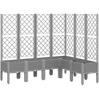 vidaXL Plantenbak met latwerk 160x120x142 cm polypropeen lichtgrijs