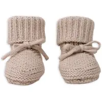 Norton Clipper gebreide baby slofjes lichtbruin Jongens/Meisjes Katoen Effen - maat 0-6 mnd