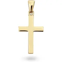 Glow 246.0213.00 Unisex Hanger Kruis Glad Smal 14 Karaat Goud