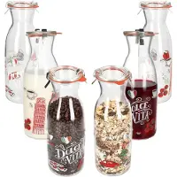Ritzenhoff & Breker Set van 6 Palermo karaffen 1 liter + weckpotdeksel + weckring + klemmen - 806076