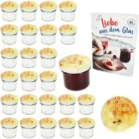 MamboCat Set van 25 bekers 125 ml jampot inmaakpot Inmaakpot Naar 66 honingdeksel incl. Diamant-Zucker Gelierzauber receptenboekje