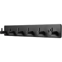 TOJ 6 Haaks Wandkapstok – 39cm - Muur / Wand Kapstok - Handdoekrek - Industrieel - RVS - Mat Zwart