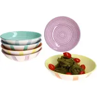 MamboCat 6-delig BEACH PASTELLO STRIPES soepbord voor 6 personen van aardewerk - 24326159