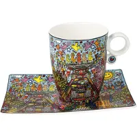 Goebel - James Rizzi | Kop en schotel Remenber those Cool Coal Days | Porselein - 19cm - 400ml
