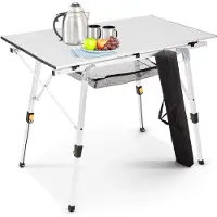 Arebos campingtafel 90 x 51,5 cm roltafel aluminium klaptafel outdoor zilver