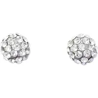 Behave – Oorstekers – Transparant kristal – 1 cm – Vintage zilverkleur
