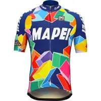 Santini Retro Mapei fietsshirt met korte mouwen en volledige rits - M