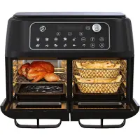 Equivera Dubbele Airfryer - Dubbele Mand - Dual Cook - Heteluchtfriteuse - Verschillende Programma's - Dual Zone - Mega