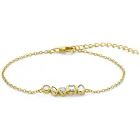 New Bling - 9NB-1569 - 925 zilveren armband met witte stenen - 16+3,5 cm - goudkleurig