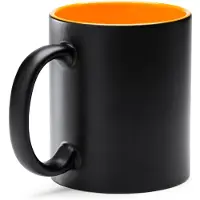 Roly 10 stuks multi color mok geschikt voor lasertechniek 350ml buitenzijde zwart, Gekleurde binnenzijde Zwart - Oranje / Merk Stamina model Macha