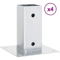 vidaXL Spokkels vierkant 4 st gegalvaniseerd staal zilverkleurig