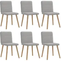 vidaXL Eetkamerstoelen 6 st stof wolk grijs
