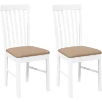 vidaXL Eetkamerstoelen met kussens 2 st massief hout rubber wit