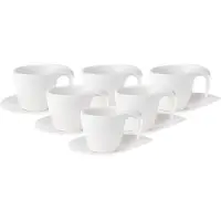 Villeroy & Boch Kaffeetassen mit Untertassen Flow 200 ml Set van 6
