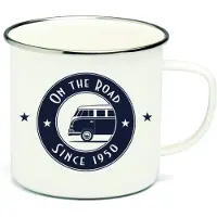 Vw-collect VW Collection - Volkswagen grote emaille koffie-thee-cappuccino-mok-Haferl mok voor Camping & Outdoor T1 Bulli Bus- motief (500 ml T1 Bulli Bus- motief/ kleurrijk)
