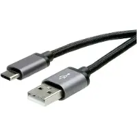 Roline Premium USB-C naar USB-A snellaadkabel - USB2.0 - tot 3A / zwart - 1,8 meter