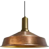 Bamyum Hanglamp Eettafel Hout Ø40 cm, Industriële Hanglamp, Koperkleur Metalen
