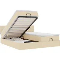 vidaXL Ottoman bed met matrassen 180x200cm stof crèmekleurig