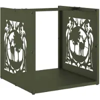 vidaXL Brandhoutrek 40x40x40 cm koudgewalst staal olijfgroen