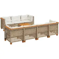 vidaXL 8-delige Loungeset met kussens poly rattan beige